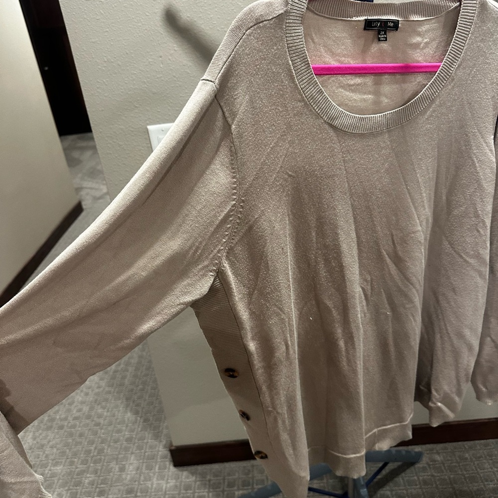 Women's Beige Crew Neck Sweater